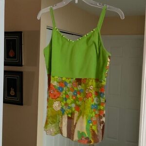 Floral Green Sleeveless Blouse